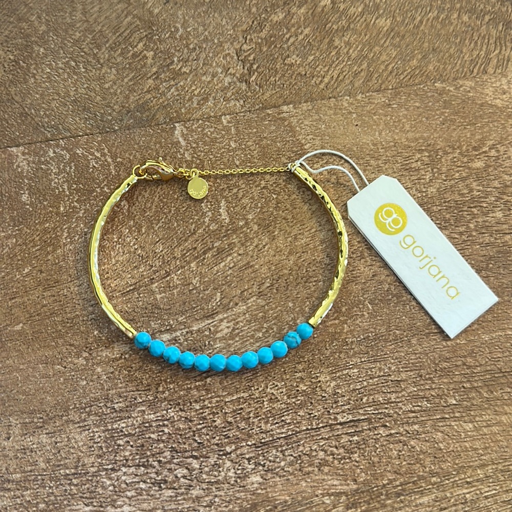 Gorjana NWT Power Gemstone Cuff Bracelet | Gold and Turquoise - Picture 7 of 9